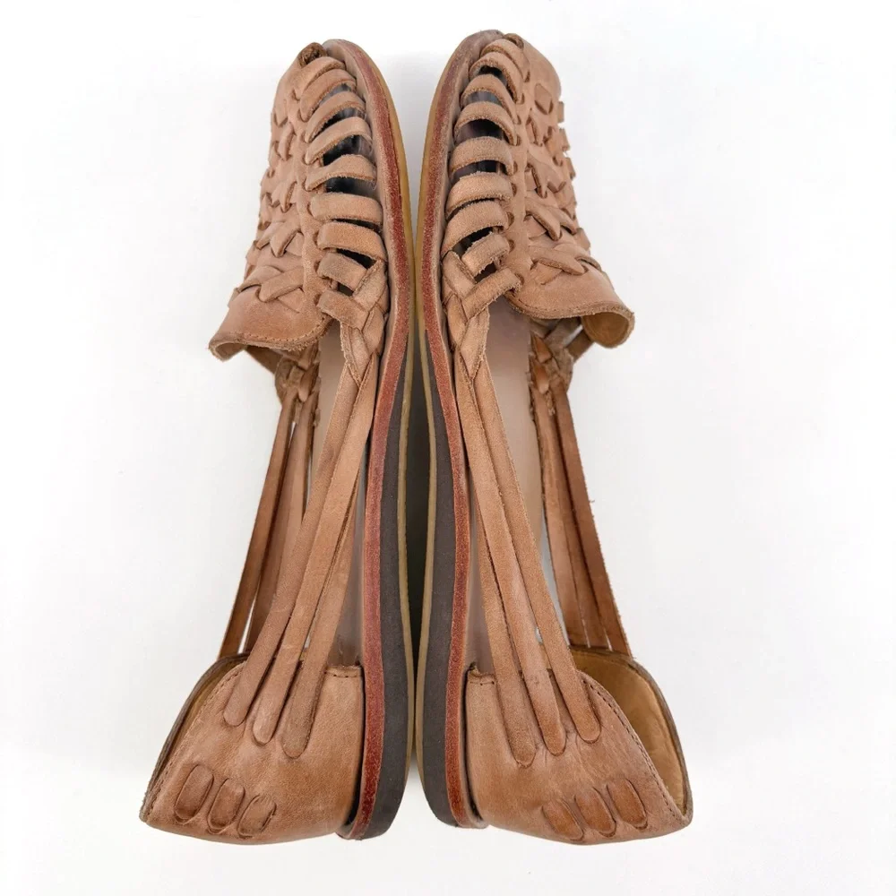 Women's Woven Leather Flats - Nude - Picture 10 of 15